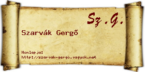 Szarvák Gergő névjegykártya