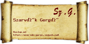 Szarvák Gergő névjegykártya